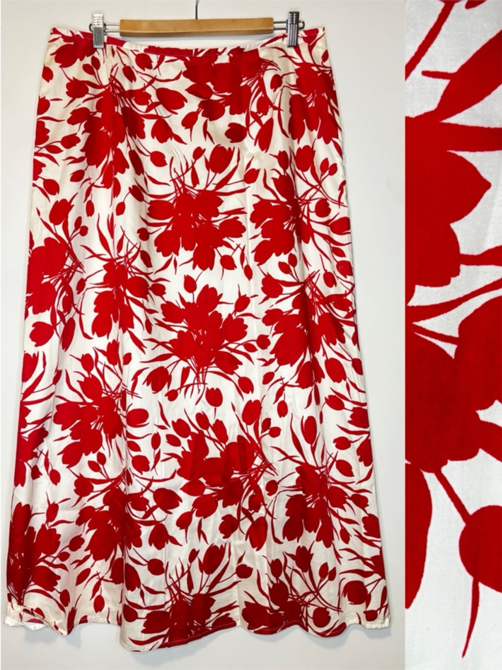 Vibrant Candy-Apple Red & White Floral A Line Skirt from Liz Claiborne -16 (10)-